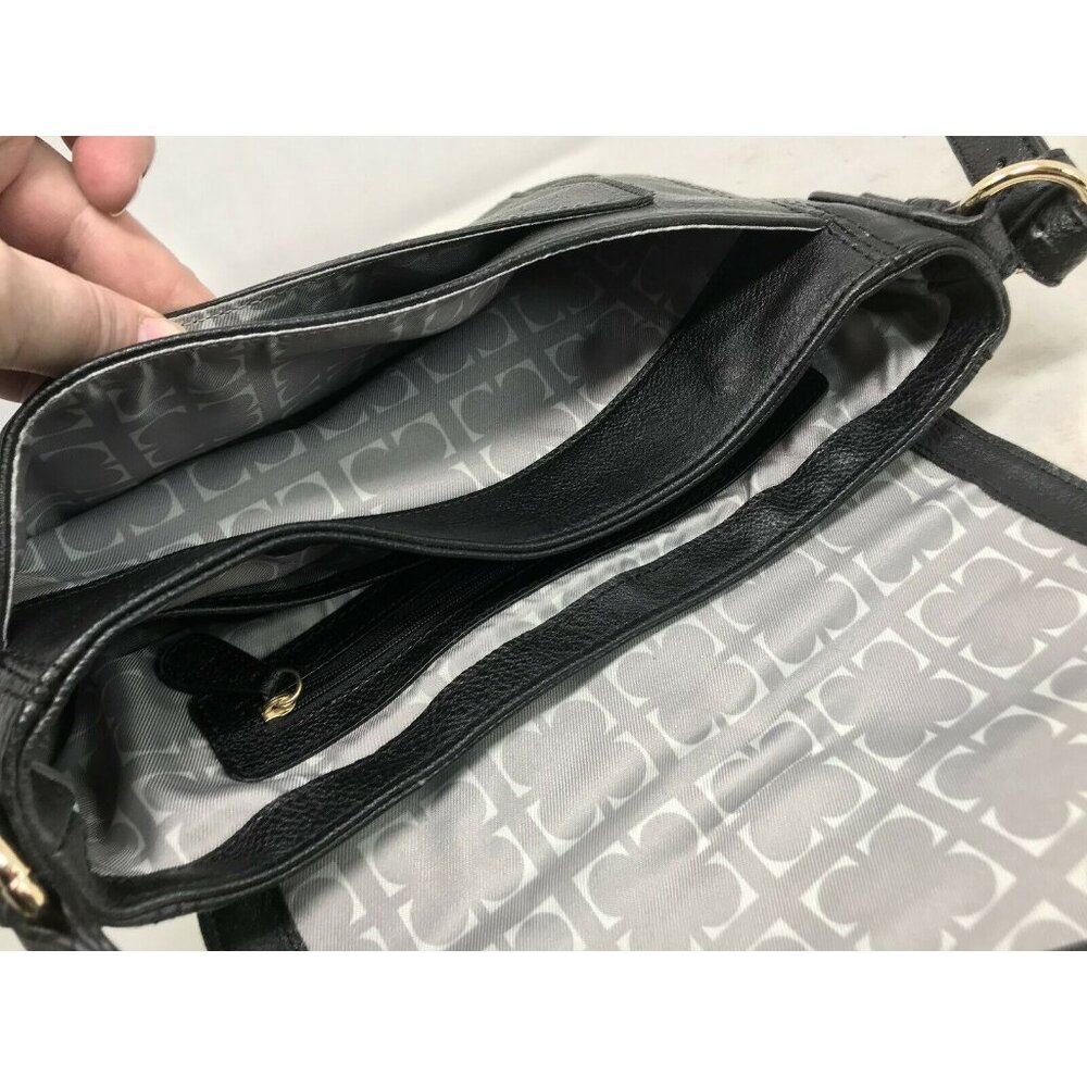 LIZ CLAIBORNE Black Faux Leather Crossbody Bag w Large Front Buckle - Picture 8 of 12